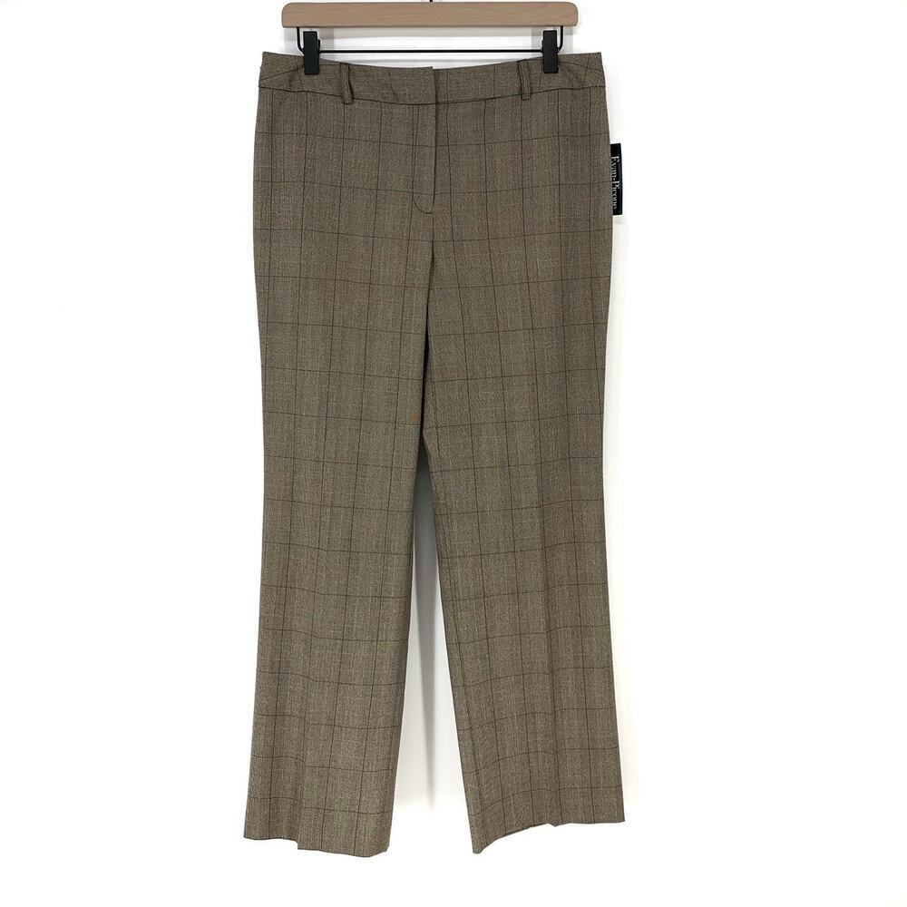 Evan Picone Petite Trouser Pants 10P Plaid Work Career Old Money Dark Academia